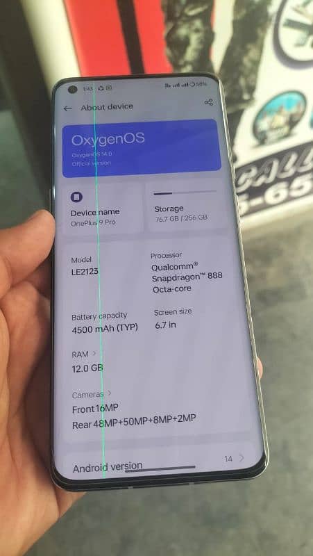 OnePlus 9 pro 12 256 gb double sim approved screen ma miner se line ha 3