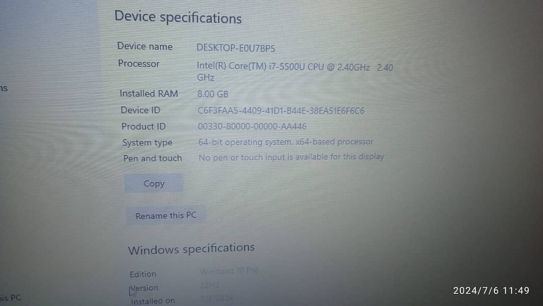 Lenovo i7 5th Generation Laptop 1