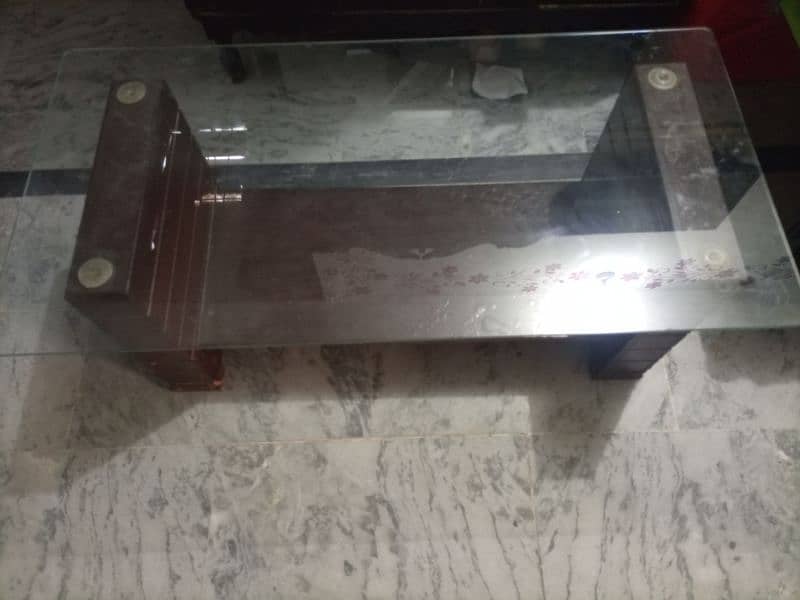 set of 3 glass tables (1 center table, 2 side tables) 1