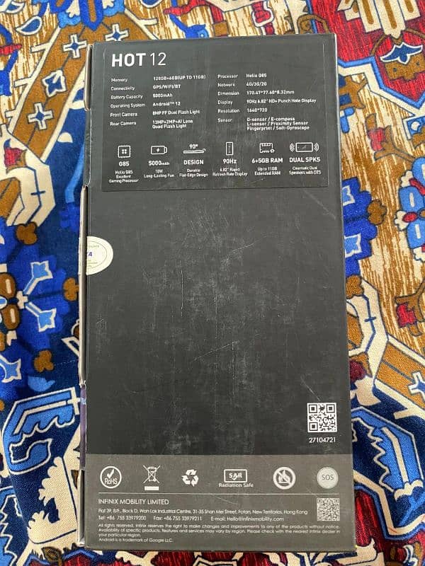 Infinix Hot 12 10/10 condition 8/128GB Storage 8