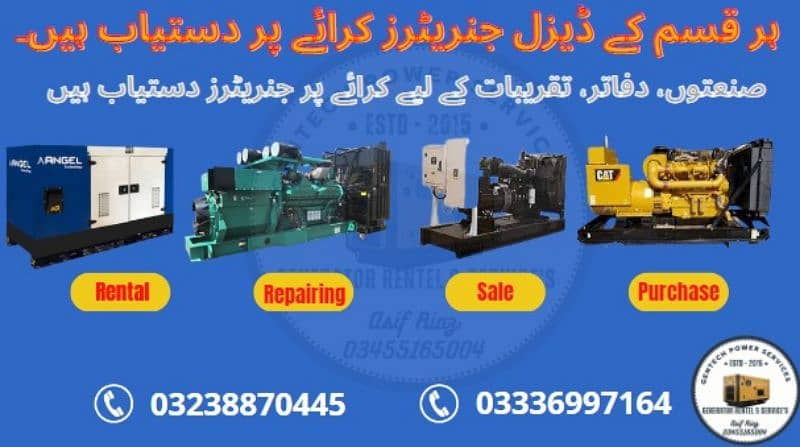 Rental generator available 24/7 0