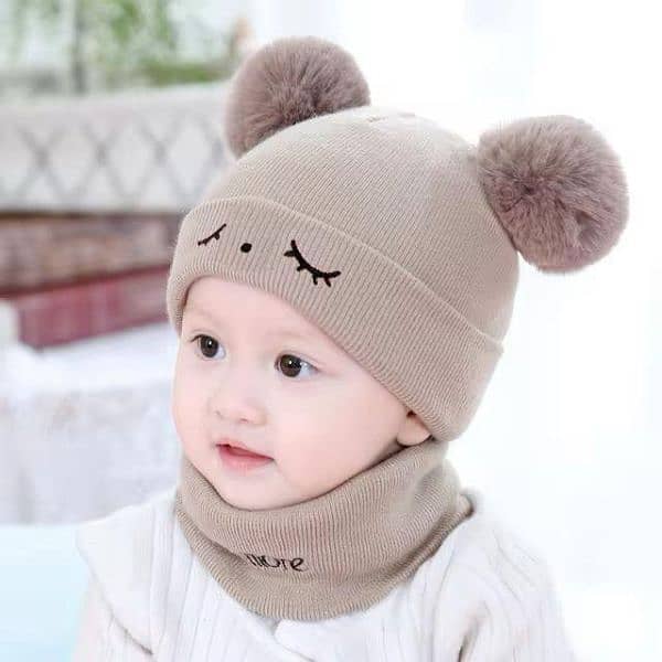 *Product Name*: 2 Pcs Wool Textured Beanie And Neck Warmer 0