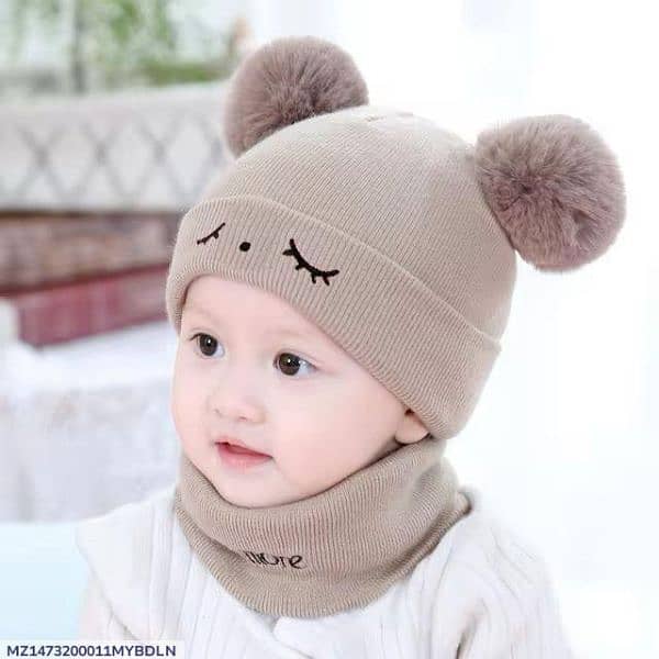 *Product Name*: 2 Pcs Wool Textured Beanie And Neck Warmer 2