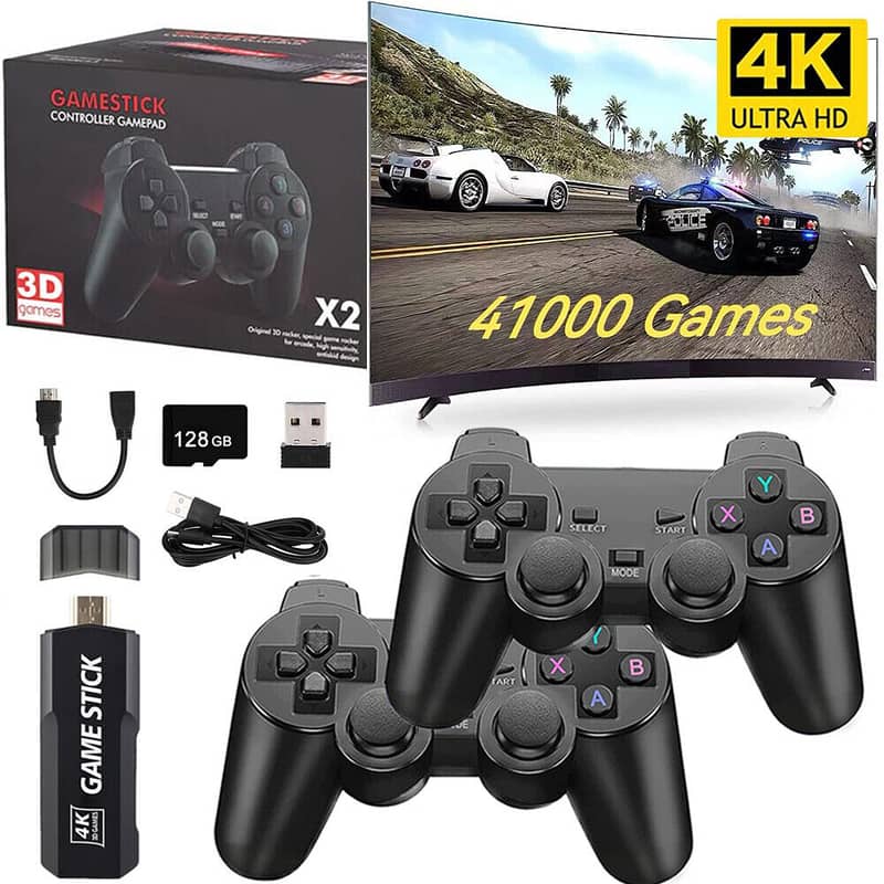 X2 64GB PLUS RETRO 3D 32000+ VIDEO GAMES 4K HD OUTPUT GAME STICK WITH 17