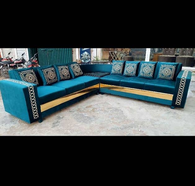 L shape sofa - 7 seater sofa set - 6 seater sofa set - velvet stuff 3