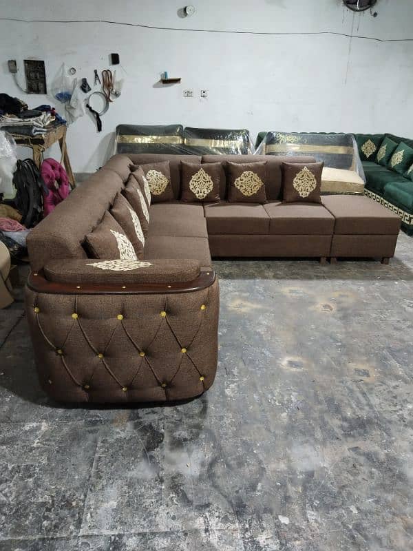 L shape sofa - 7 seater sofa set - 6 seater sofa set - velvet stuff 4