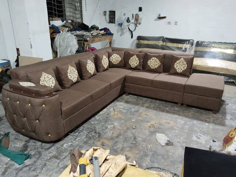 L shape sofa - 7 seater sofa set - 6 seater sofa set - velvet stuff 6