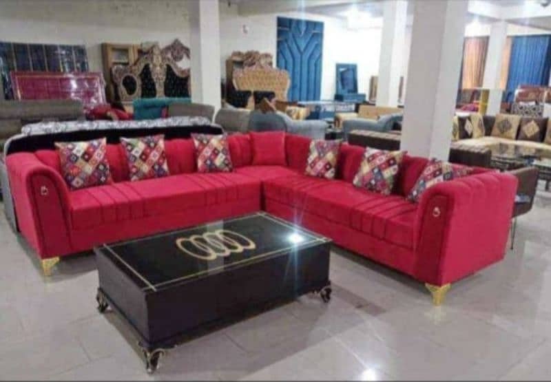 L shape sofa - 7 seater sofa set - 6 seater sofa set - velvet stuff 7