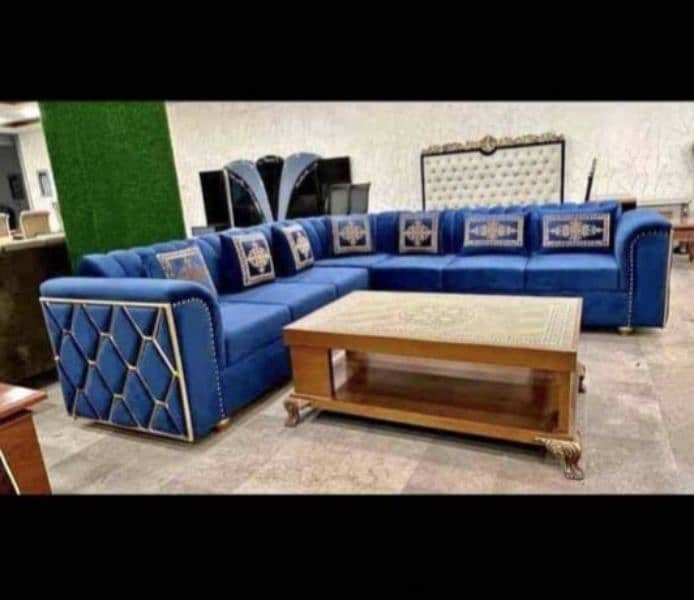 L shape sofa - 7 seater sofa set - 6 seater sofa set - velvet stuff 9