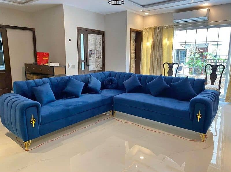 L shape sofa - 7 seater sofa set - 6 seater sofa set - velvet stuff 12