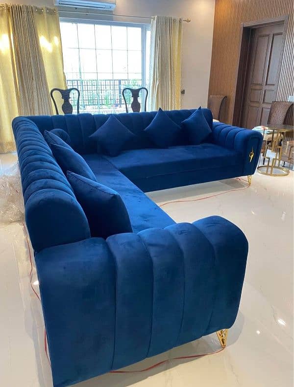 L shape sofa - 7 seater sofa set - 6 seater sofa set - velvet stuff 13