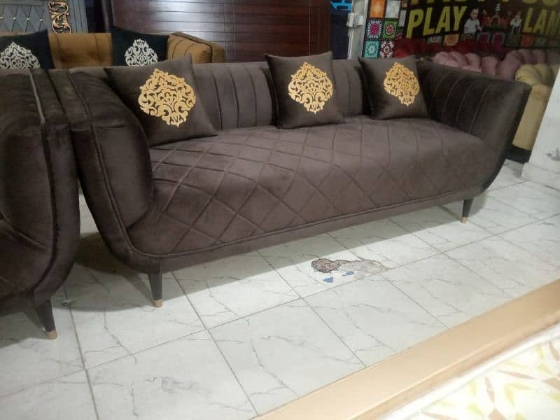 L shape sofa - 7 seater sofa set - 6 seater sofa set - velvet stuff 17