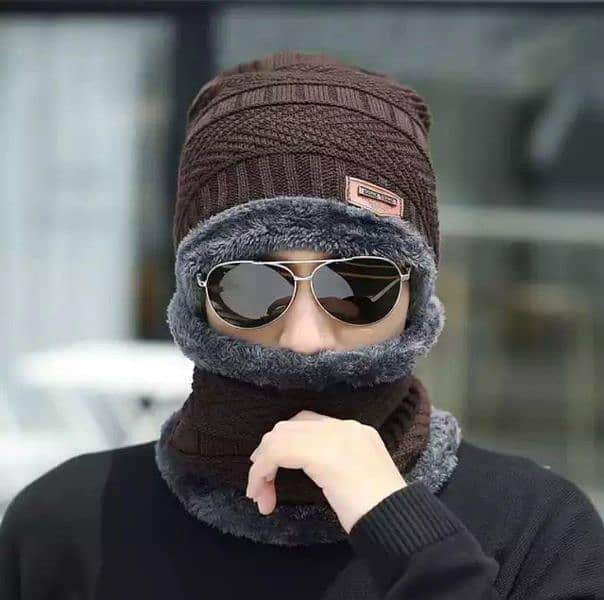 warm wool Beanie and Neck warmer set -2 Pcs cold weather comfort 2