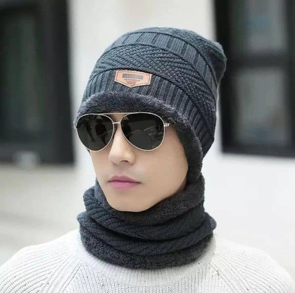 warm wool Beanie and Neck warmer set -2 Pcs cold weather comfort 4