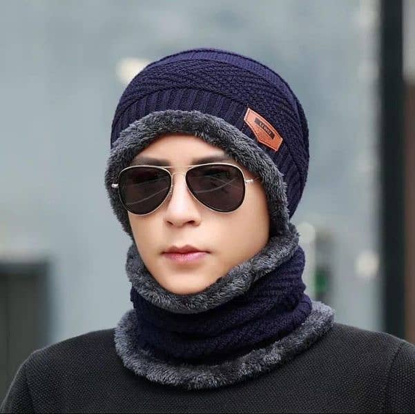 warm wool Beanie and Neck warmer set -2 Pcs cold weather comfort 6