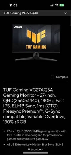 Asus VG27AQ3A - Gaming Monitor