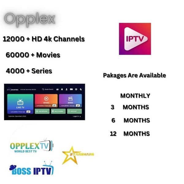 Best 4k IPTV Subscription Opplex, Starshare, B1g 03025083061 0