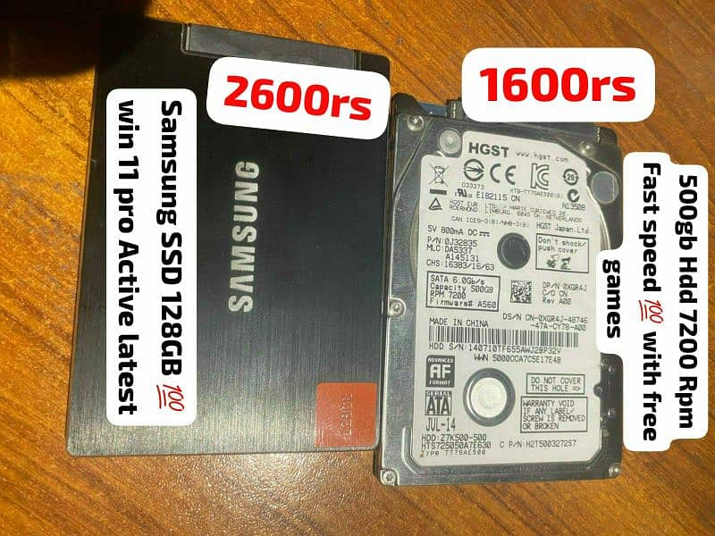 Samsung Ssd 128Gb / Hardrive 500gb 7200Rpm fast Speed 0