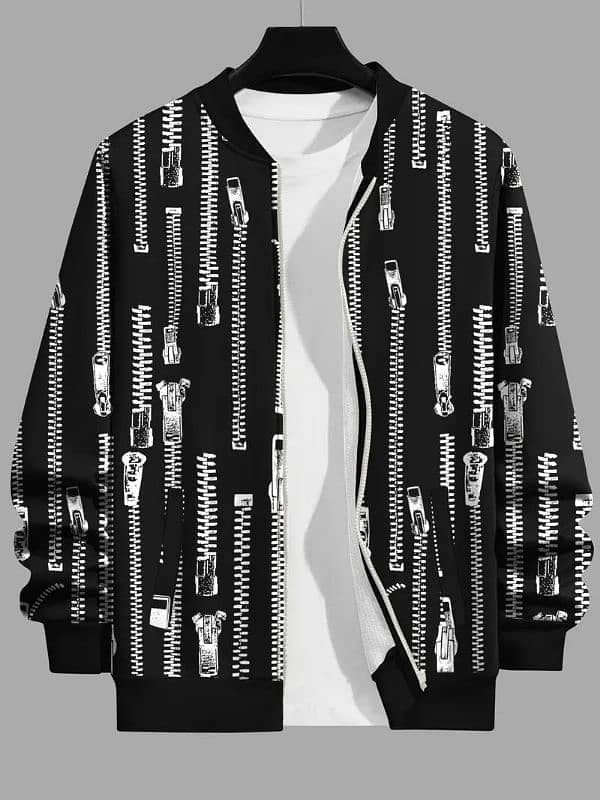 men's printed polyester jacket- 1 pc stylish outerwear 2