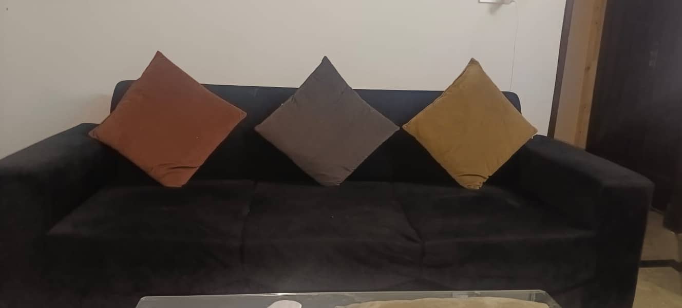 6 seater Black velvet sofa set. . . 03214478997 0