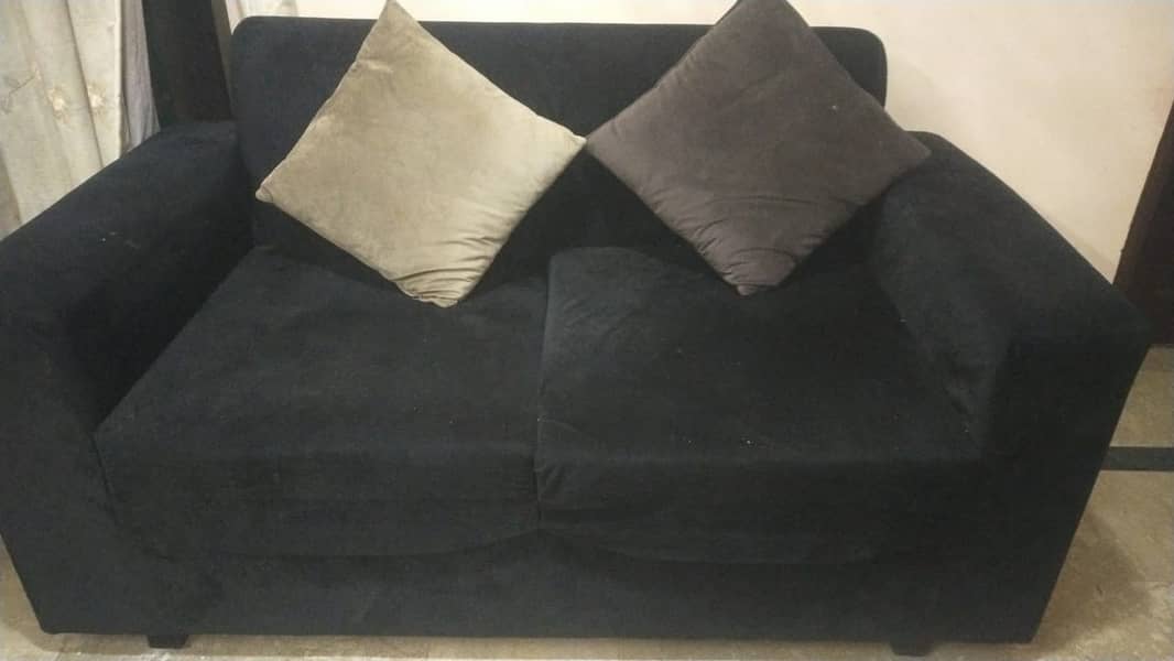 6 seater Black velvet sofa set. . . 03214478997 2