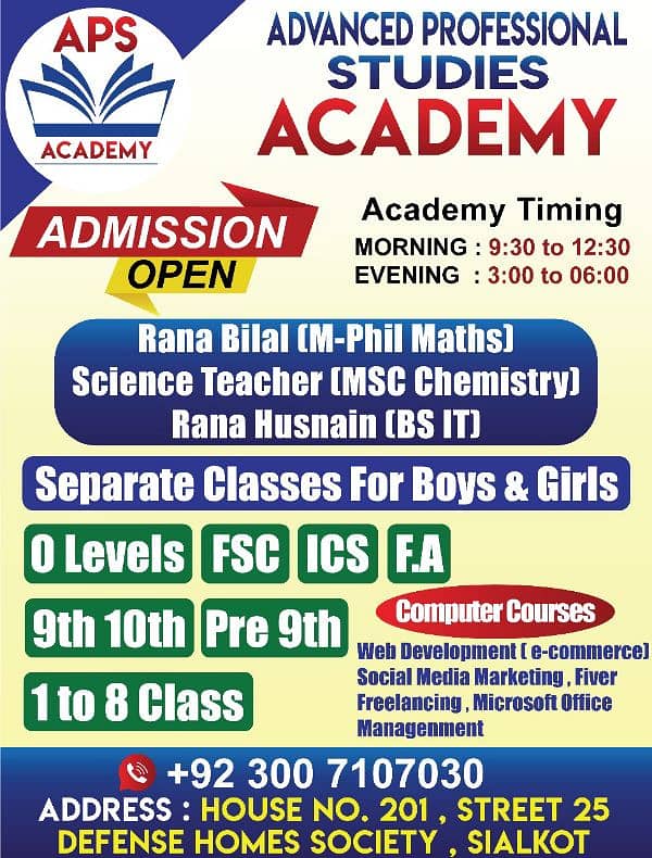 O level/ Fsc Ics F. A/ Matric/Junior Classes 0