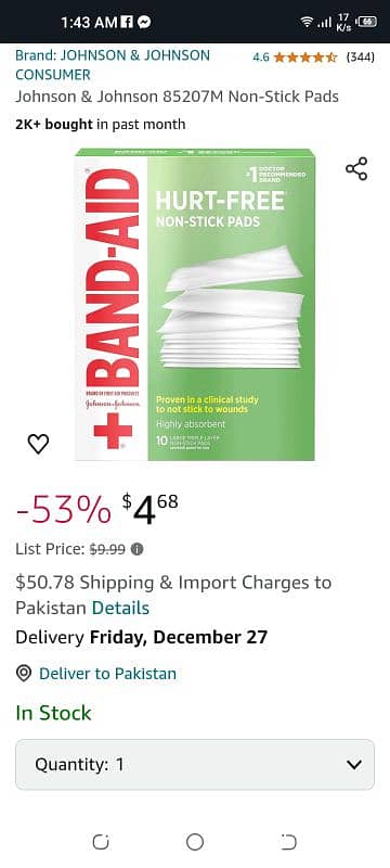 BanAid Bandage Hurt Free imported USA 1