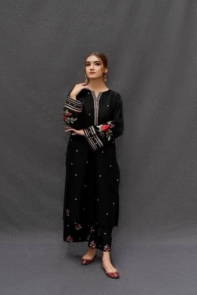 3 Pcs Women’s unstitched Dhanak Embroidered suit 2