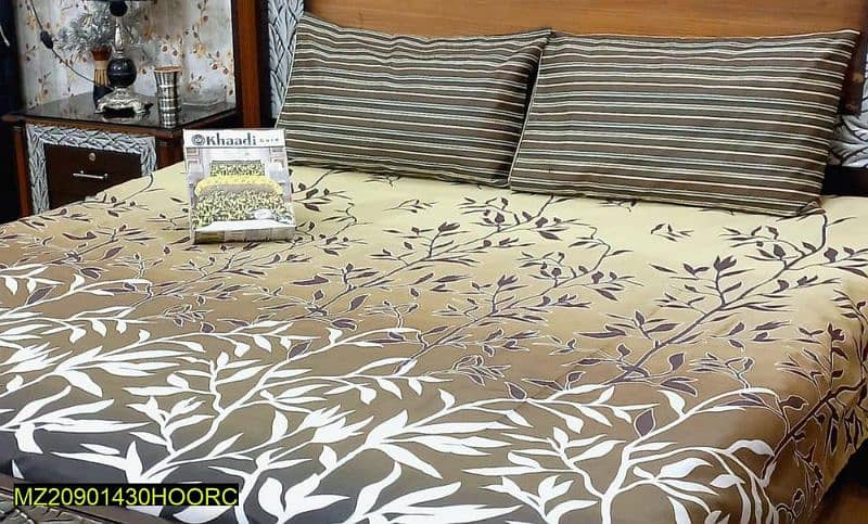 3 PCs cotton printed double bed sheet 0