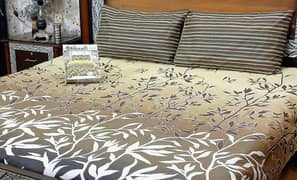 3 PCs cotton printed double bed sheet