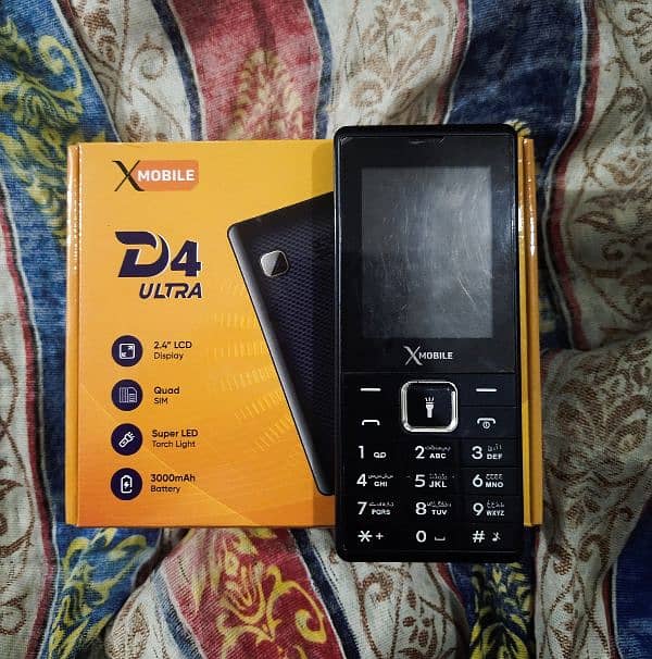 X Mobile D4 Ultra with Box | 3000mAh Battery | 4 Sims Mobile 6