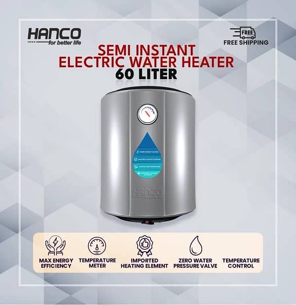 Semi Instant Electric 60 Litres Body Size Smart Electric Geyser 0