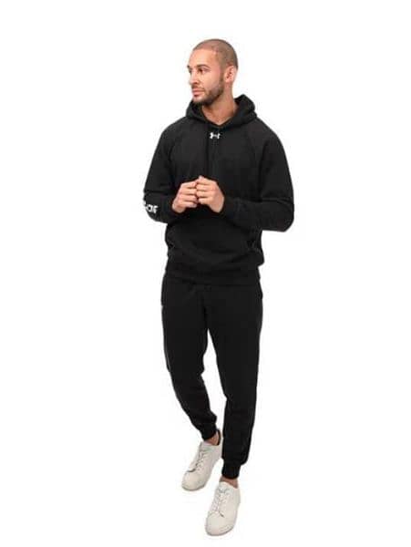 2 Pcs Men's Fleece Plain Hoodie Track Suit 0