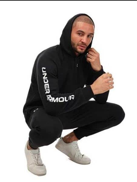 2 Pcs Men's Fleece Plain Hoodie Track Suit 2