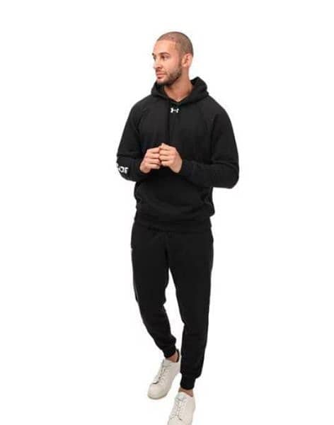 2 Pcs Men's Fleece Plain Hoodie Track Suit 7