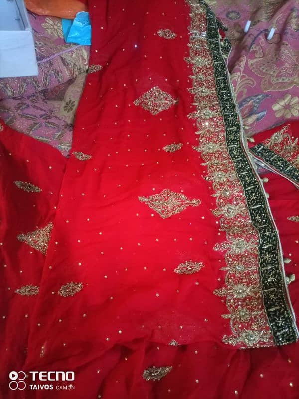 beautiful red lehnga for bridal same like new with box packing 2