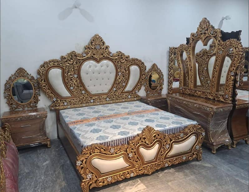 bed set / king size bed / double bed / poshish bed / bed / side table 17