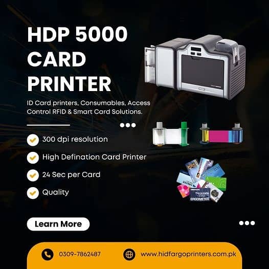 HID FARGO HDP5000 PVC CARD PRINTER With water Mark security 1