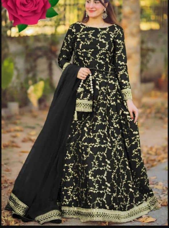 Elegent Black shamoza silk embroidered lehenga choti_ 4 pcs set 0