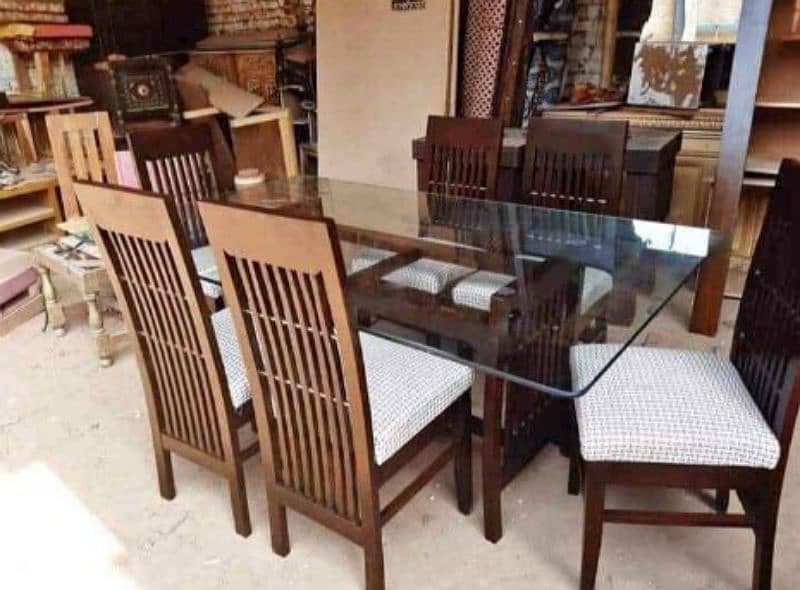 dining table,wooden dining table,6chairs dining table,glass top, 12