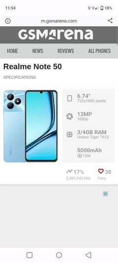 realme note 50