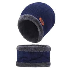 2 PCs wool textured beanie and Neck warmer