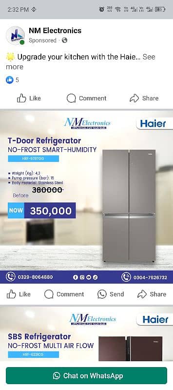 Haier fridge 4 Door shesha plated whatusup 03164079893 7