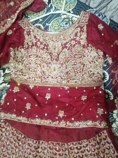 front and back work Bridal outfit in mahron colour