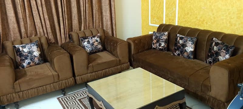 Sofa set / Five seater sofa set / Center Table / Cushions 4