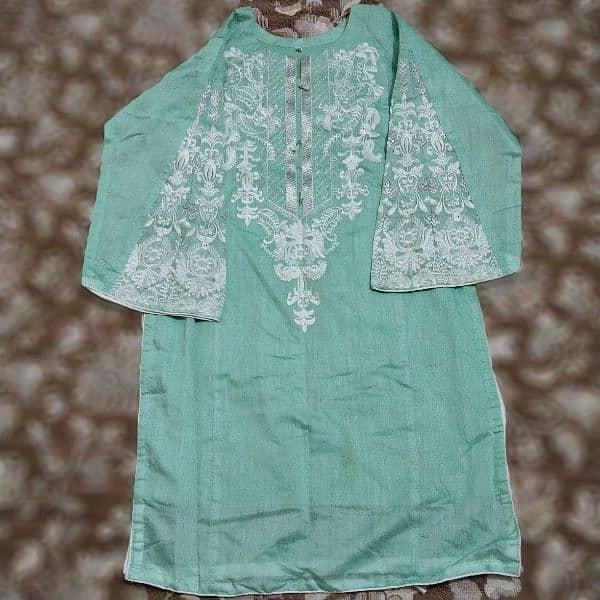 Aqua Blue Embroidered Kurta 3pc Set 1