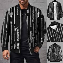 Men's Printed Polyester Jacket - 1 Pc Stylish Outerwear