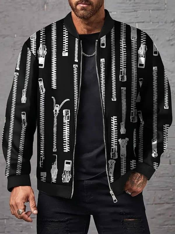 Men's Printed Polyester Jacket - 1 Pc Stylish Outerwear 1