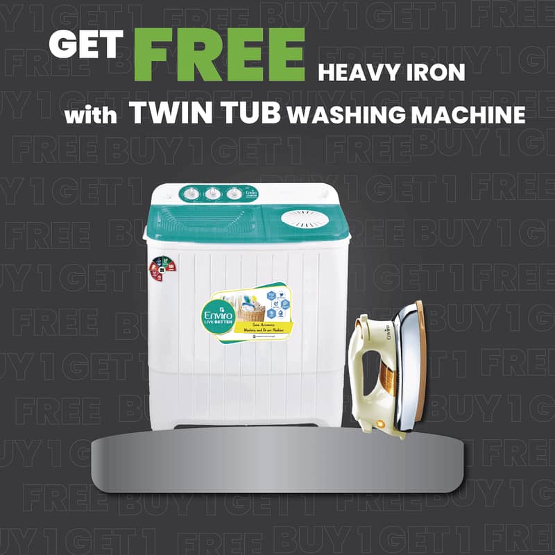 Buy a Twin Tub Washing Machine and Get Free Iron 0