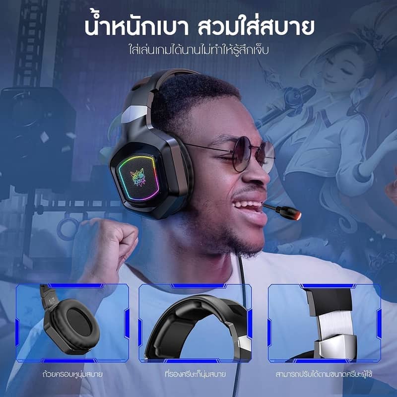 ONIKUMA X8 RGB Gaming Headset with Noise Isolating Microphone 4